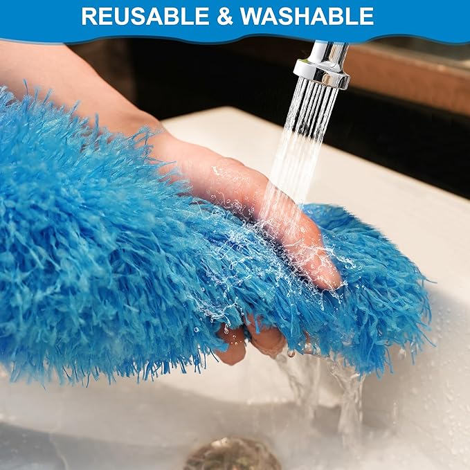 JEHONN Duster with Extension Pole 100 inches for Cleaning High Ceiling Fan, Extendable Long Handle Microfiber Feather Dust Remover, Telescoping Dusting Tool for AC Vent Cobweb House Exterior Interior