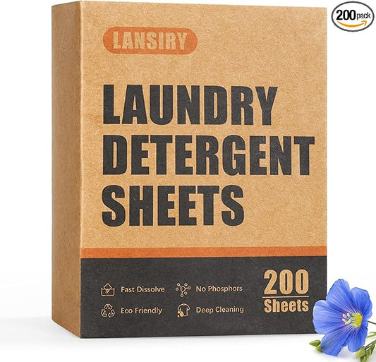 Laundry Detergent Sheets - 200 Loads Fresh Linen Scent Washing Strips, Compact Lightweight Liquidless Eco-Friendly Hypoallergenic Portable Soap for Save Space and Travel