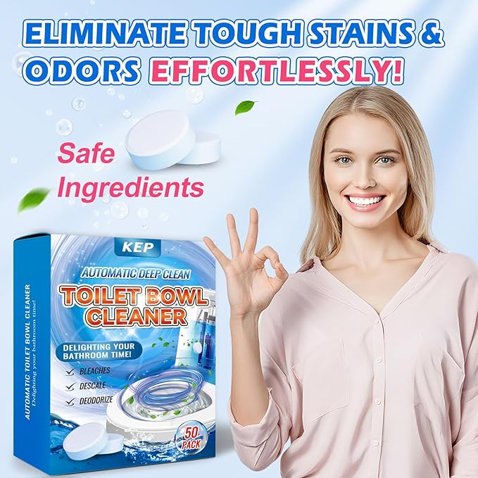 Automatic Toilet Bowl Cleaner Tablets–Fresh Scent,50 PACK,Long-Lasting Clean–Safe for Tanks&Pipes Deodorizing and Descaling–Bathroom Cleaner Against Tough Stains Keeps Bowl Clean Between Washes-easy A