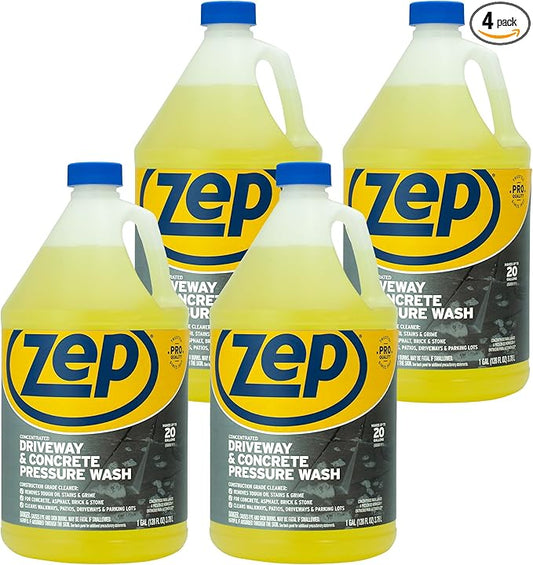 Zep Driveway and Concrete Pressure Wash Cleaner Concentrate - 1 Gal (Case of 4) - ZUBMC128 - Removes Tough Oil Stains and Grime