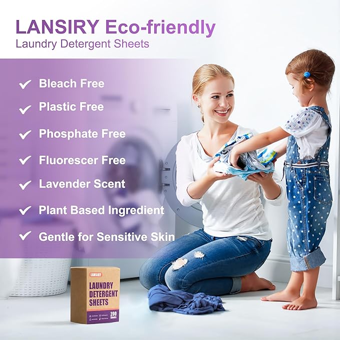 Laundry Detergent Sheets - 200 Loads, Lavender Scent, Compact, Lightweight, Eco-Friendly, Hypoallergenic, Portable, Save Space and Travel