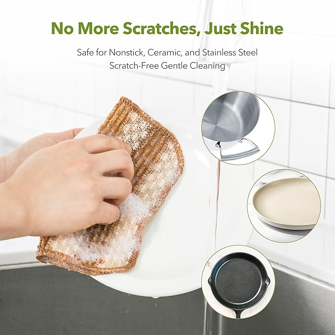 Modu 10 Pcs EcoCorn Dish Scrubber, Dishwashing Mesh Net, Kitchen Scrub Sponges-Biodegradable Corn Fiber, Non-Scratch, Ordor-Free, Microplastic-Free, All Purpose Kitchen & Household Cleaning (10 count)