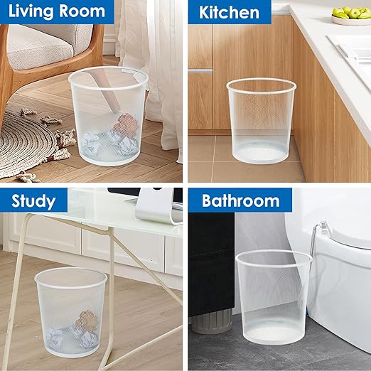 Office Mesh Trash Cans (10-Pack 4 Gal),Open Metal Wire Wastebaskets, Mesh Office Garbage Can,Waste Basket Trash Can for Near Desk,Wire Garbage Container Bin for Home,School