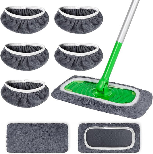 5 Pack Reusable Microfiber Mop Pads Compatible with Swiffer Sweeper Mop, Wet and Dry Flat mop Cover, Washable Mop Pads for Surface/Hardwood Floor Cleaning (Mop is Not Included)