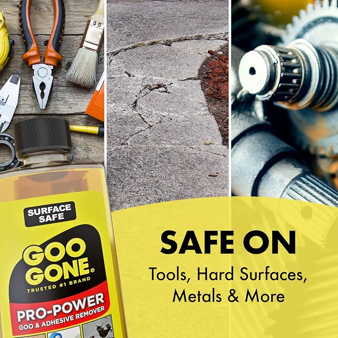 Goo Gone Pro Power Adhesive Remover | Removes Stickers, Goo, Tar, Grease, Great on Tools | Surface Safe, Fresh Citrus Scent - 2 Pack with Scraper Tool, Sticker Lifter