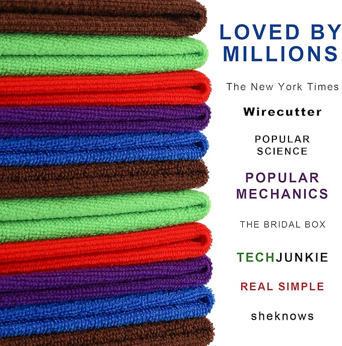 Microfiber Cleaning Cloths – 150 Pack, 12"x12" Ultra Soft & Lint-Free Cleaning Towels for Kitchen, Car, Glass, Window & Home – Reusable Microfiber Rags