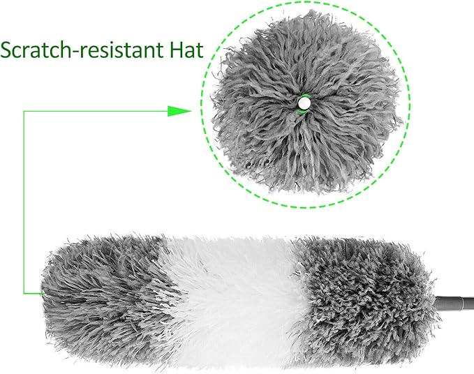 BOOMJOY Microfiber Feather Duster with Extendable Pole and Bendable Head, 100" Telescoping Duster for Cleaning Ceiling, Fan, Furniture