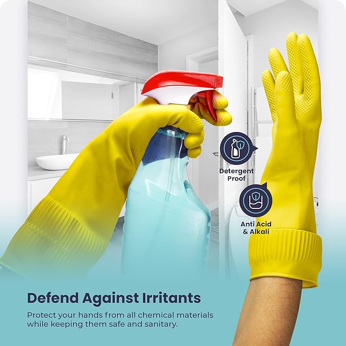 FMP Brands 3/6/12/60 Pairs 15 Inch Extra Long Rubber Dishwashing Gloves - Non-Slip for Cleaning, Kitchen, Bathroom, Gardening