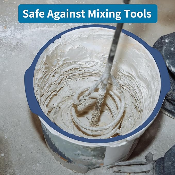 5 Gallon Bucket Liner Reusable Bucket Saver Liner with Measurements for Thinset, Mortar, Concrete Mixtures, Grout, Mud and Cement, Flexible Food Grade Silicone Bucket Liner, Blue