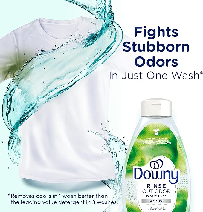 Downy RINSE & REFRESH Laundry Odor Remover and Fabric Softener for Activewear, Active Fresh Scent, 48 oz