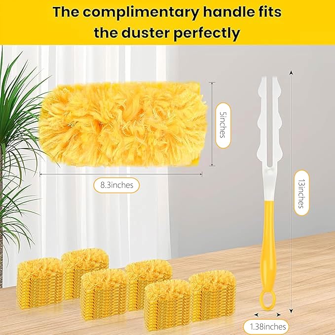XL 360° Duster Refills | Compatible with Swiffer Duster | 60Count + 1 Handle | Electrostatic Lock-Dust Technology | Heavy Duty Disposable Duster for Furniture, Blinds, Lamps, Allergen Cleaning