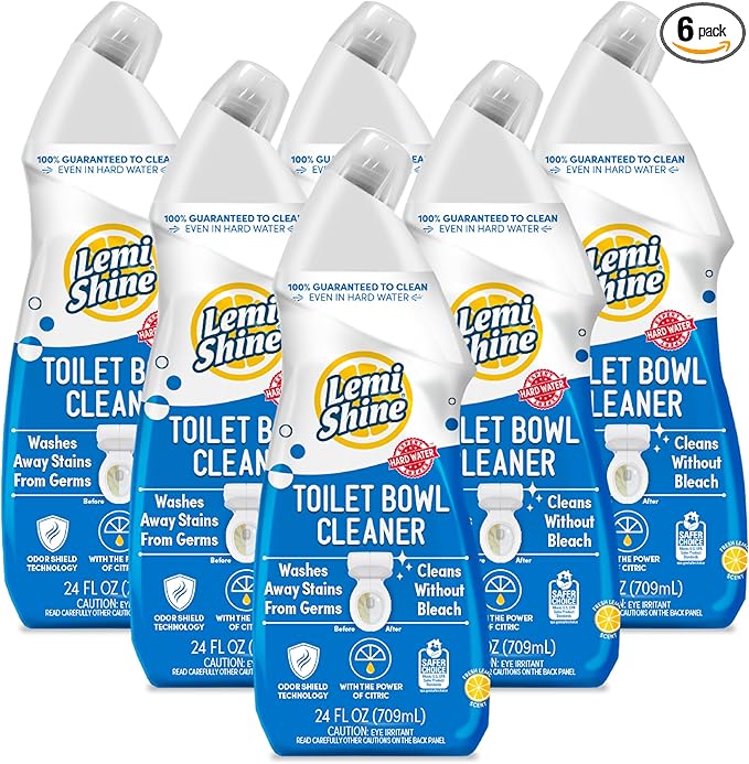 Lemi Shine Toilet Bowl Cleaner - Bleach-Free Toilet Cleaner - Removes Tough Stains and Odor - 24 fl oz (6 Pack)