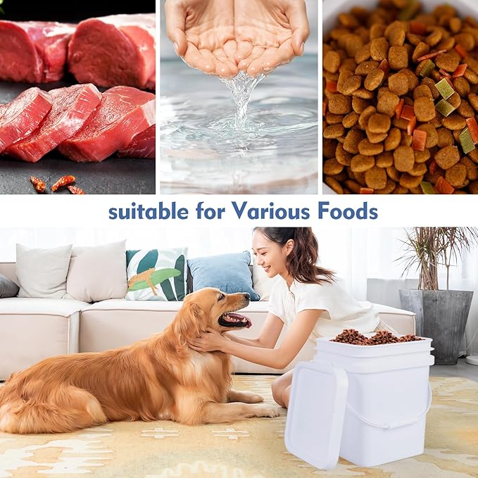 5 Gallon Plastic Bucket with Airtight Lid, BPA-Free Food Grade Bucket, All Purpose Pail, White, 4 Count