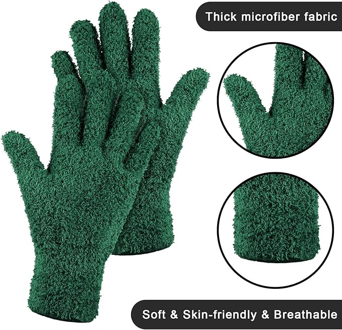 Bencailor 6 Pairs Microfiber Dusting Gloves, Dusting Cleaning Gloves Microfiber Gloves for Plants House Blinds Car Dust Mitt (Vintage Color,Medium)