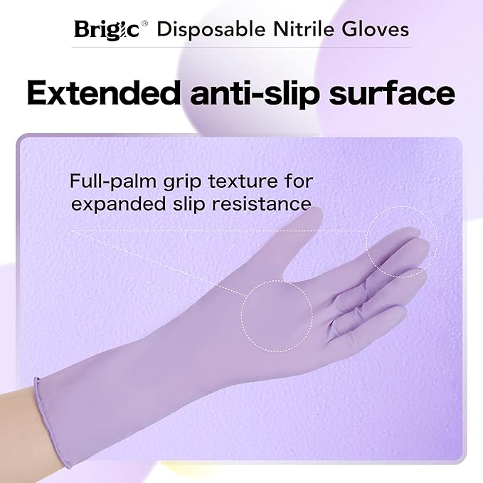 12-Inch Extended Disposable Nitrile Gloves, Latex-Free Powder-Free, Full Palm Textured Grip, Multipurpose Home
