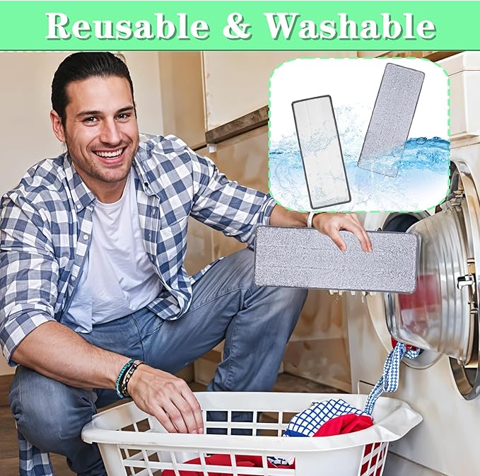 10 Pcs Flat Mop Pads, 13" X 4.7" Microfiber Mop Cleaning Pads, Microfiber Mop Pad/Refill/Head, Mop Pads Washable, Pads Replacement for Flat Mop or Mop Bucket Set