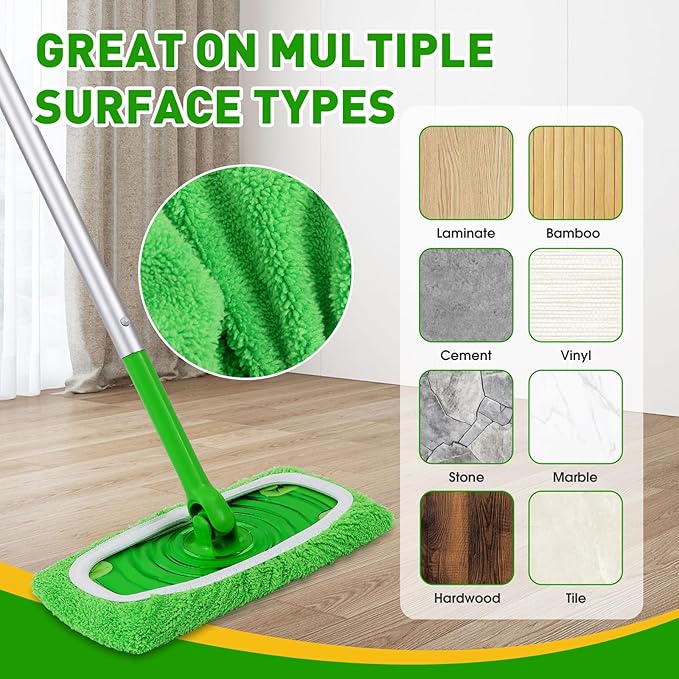 8Pcs Reusable Microfiber Mop Pads Compatible with Swiffer Sweeper,Replacement Dry Sweeping Cloths & Wet Mopping Pads Refills,Washable Mop Pads for Multi-Surface Floor Cleaning
