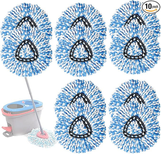 10 Pack Spin Mop Replacement Heads, Only Fit for RinseClean 2-Tank System, 100% Microfiber Spin Mop Refills,Spinning Mop Replace Head for Easy Wring Mop Floor Cleaning