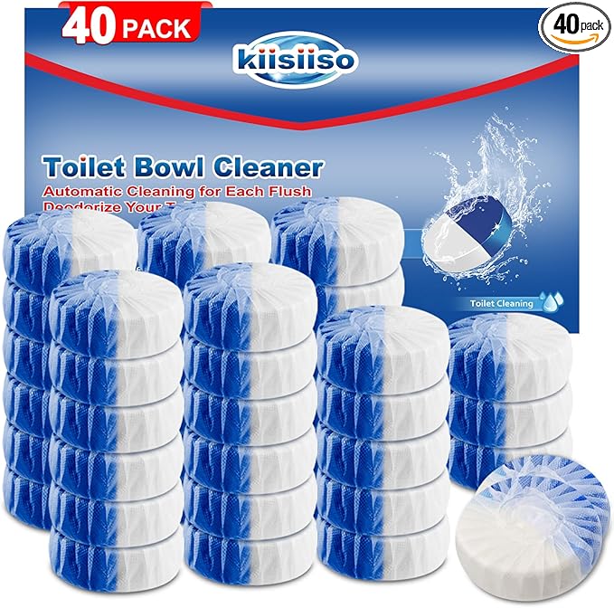 KIISIISO Toilet Bowl Cleaners 40 PACK,Long-Lasting Toilet Bowl Cleaner Tablets with Sustained-Release Technology Against Tough Stains,Automatic Toilet Cleaner for Deodorizing & Descaling