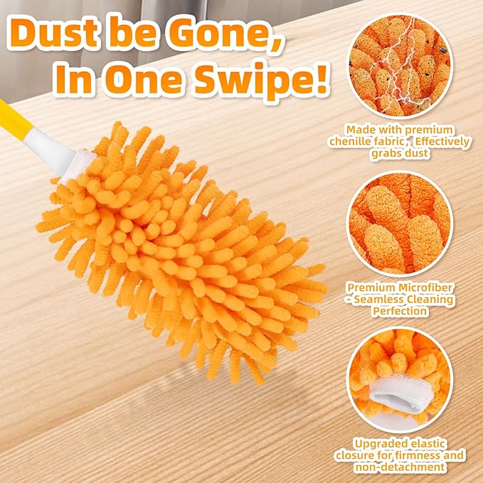 8 Pack Reusable Duster Compatible with Swiffer Hand Duster, Microfiber 360 Heavy Duty Dusters Refills for Home & Office Cleaning(Include 1 Handle & Laundry Bag)