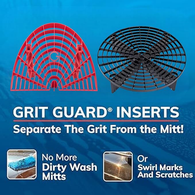 The Original Grit Guard Bucket Insert with Washboard Combo | Removes Dirt from Wash Mitt for Detailing | Car Wash Bucket Insert & Washboard | Black/Black