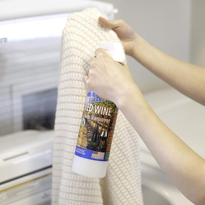 Amazing Red Wine Stain Remover – Natural Enzymes Eliminate Wine Stains Fast - Cleans Carpet, Upholstery, Clothing, Table Cloth & More - USA Made (16oz)