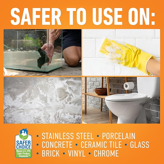 CLR Brands Calcium, Lime & Rust Remover with Cling, 22 oz. Spray Bottle, Adheres to Hard-to-Reach Surfaces, Blasts Calcium, Dissolves Lime Deposits, Zaps Stubborn Rust Stains and Hard Water Deposits