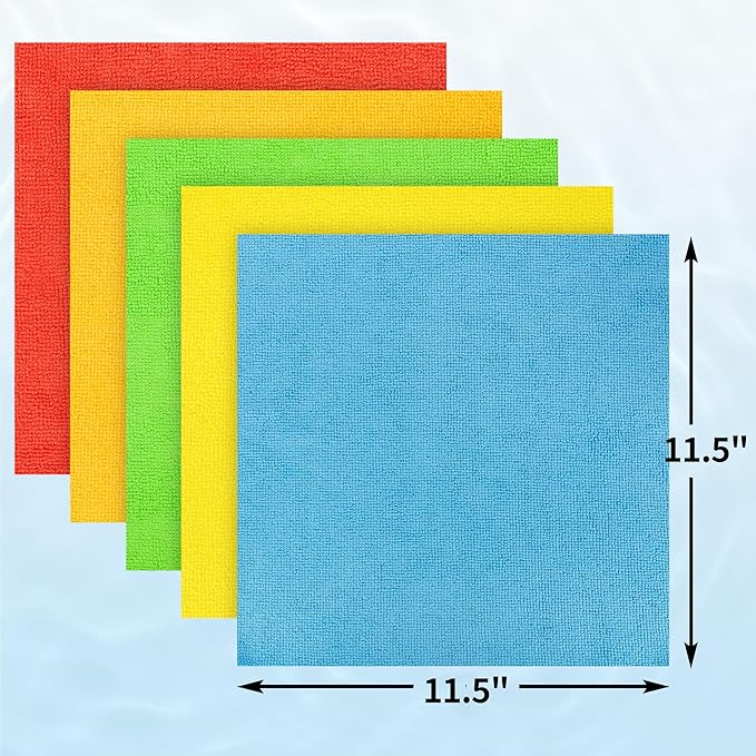 HOMERHYME Microfiber Cleaning Cloth, 100 Pack Cleaning Rags Microfiber Towel Bulk Absorbent Lint-Free Wash Cloths, All-Purpose Towels for Cars, Shop, Automotive, Garage, Home and Kitchen 11.5"*11.5"