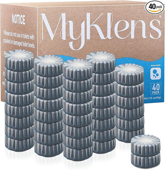 Toilet Bowl Cleaner Tablets, Automatic Toilet Tank Cleaner for Deodorizing & Descaling, Long-Lasting with Sustained Release Technology for Bathroom Cleaners, Blue, 40 Packs