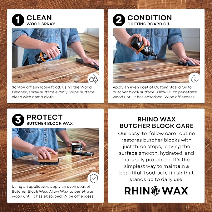 Cutting Board Wood Spray Cleaner - Butcher Block and Large Wood Surface Spray-Cleaner - Food-Safe and Plant-Based Ingredients - Fresh Citrus Scent Eliminates Food Odors - Made in the USA