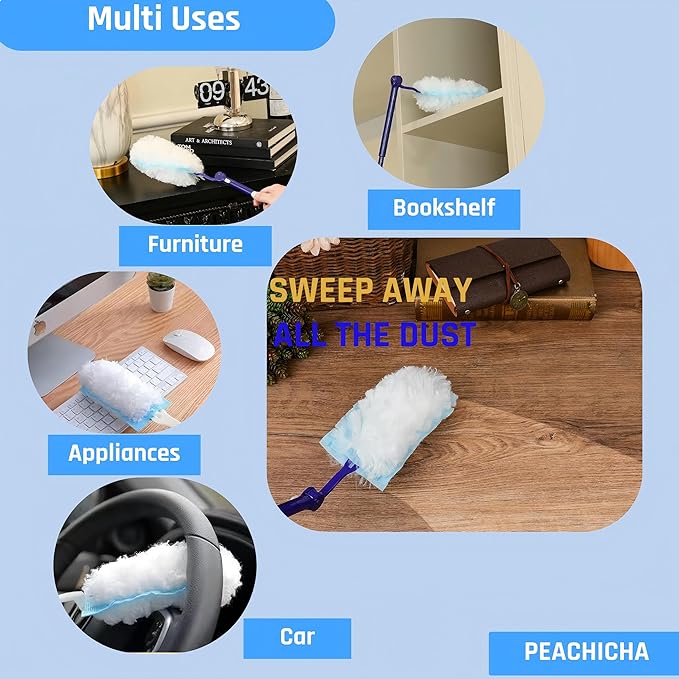 360 Degree Dusters Refills,Heavy Duty Duster Refills, Disposable Replacement Head for Cleaning, Multi Surface Refills, 30 Count Blue