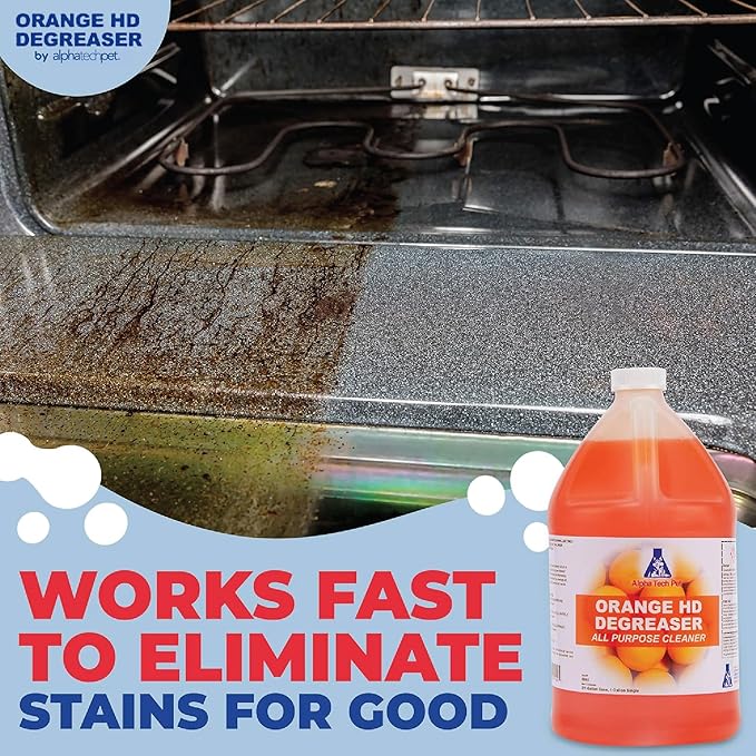 Orange HD Degreaser - Citrus Heavy Duty Degreaser and Cleaner for Tough Stains and Grease, Fast-Acting, Non-Corrosive Cleaner, 1 Gallon by Alpha Tech Pet