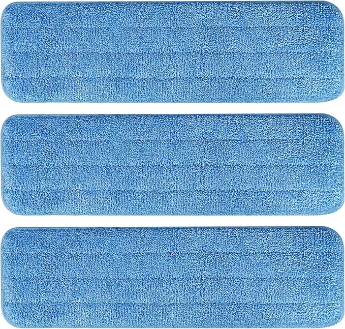 3 Pack Microfiber Cleaning Pads for Bona Mop, Reusable Microfiber Mop Pads for 18 Inch Mop, Hardwood Floor Replacement Cleaning Mop Pads, Machine Washes