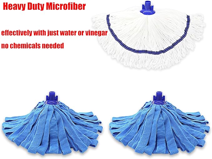 Microfiber Cloth Mop Replacement Compatible with All Standard US Threading Pole &0.8" Diameter Mop Handle– 3 Packs