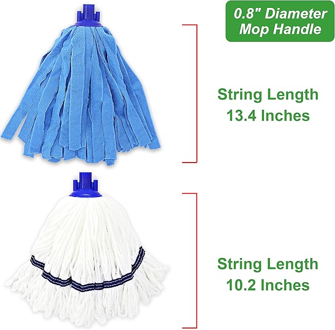 Microfiber Cloth Mop Replacement Compatible with All Standard US Threading Pole &0.8" Diameter Mop Handle– 3 Packs