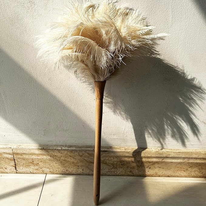 19.7 Inch Ostrich Feather Duster – Soft Dusting Brush for Home, Office, and Furniture Cleaning (Off White)