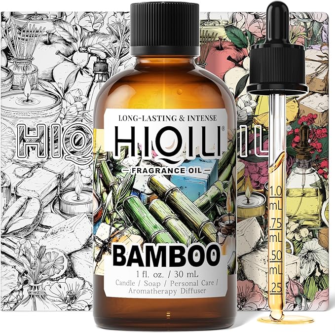 HIQILI Bamboo Fragrance Oil for Scent Diffuser, Idea for Candle & Soap Making, DIY Room Air Fresheners, New Car Scent - 1 Fl Oz