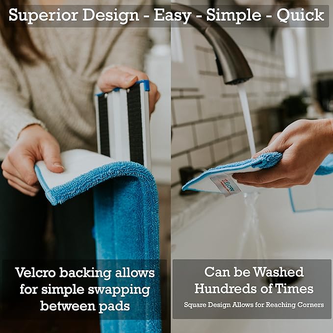 Zflow 18" Professional Microfiber Mop - Commercial Stainless Steel Handle with Microfiber Dust Pad + 3 Wet Pads