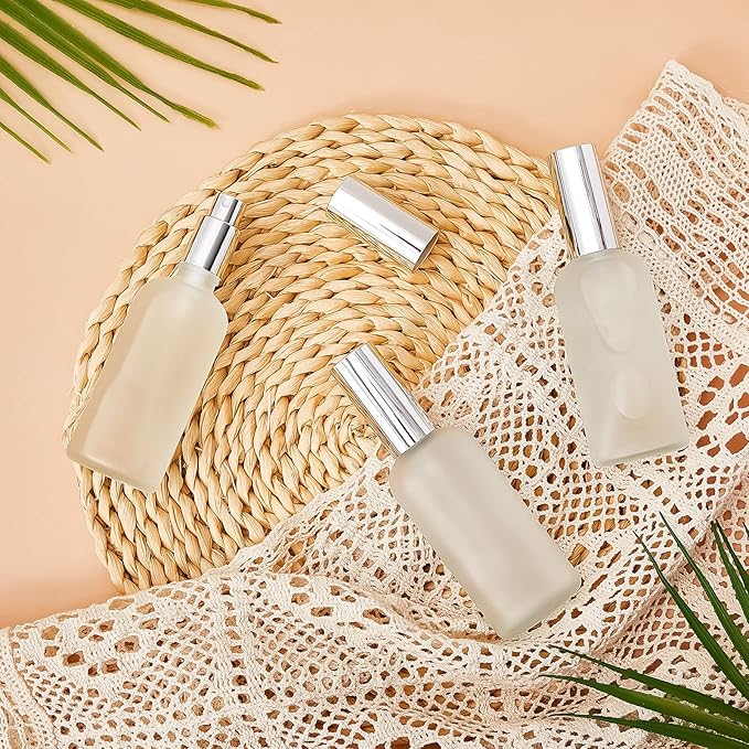 Tessco for you 20 Pcs 3.4 oz/100 ml Glass Spray Bottles Empty Perfume Atomizer Refillable Clear Decorative Empty Bottles with Fine Mist Sprayer Pump for Face Body Travel (Silver)