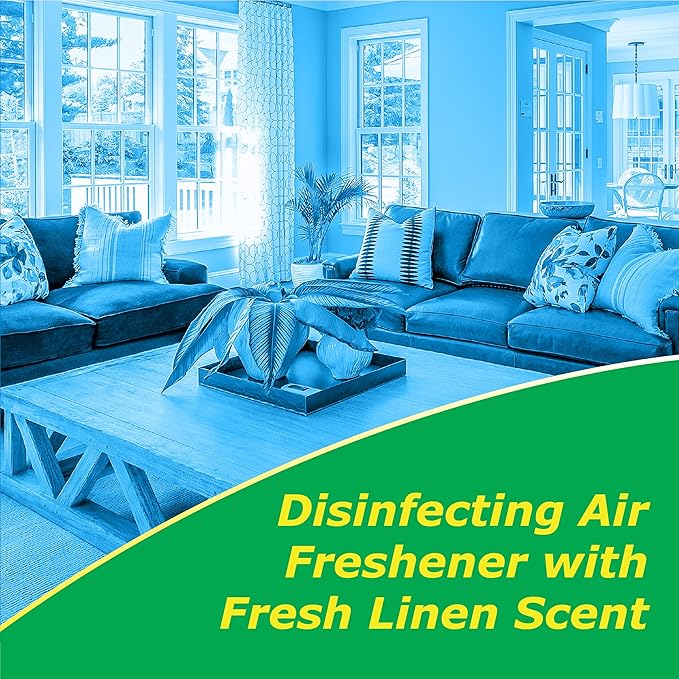 OdoBan Ready-to-Use Disinfectant and Harsh Aroma Eliminator, Set of 2, 14.6 Ounce 360-Degree Continuous Spray Fabric/Air Freshener and 1 Gallon Multi-Purpose Cleaning Concentrate, Fresh Linen Scent