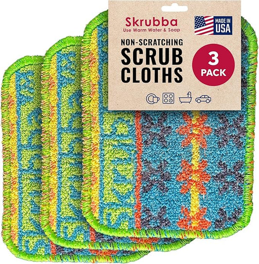 Wet-it! Skrubba 3-Pack Reusable Dish Scrubbers – Non-Scratch Scouring Pads for Kitchen & Household – Eco-Friendly, Dishwasher Safe Scrub Sponges for Dishes, Pots & Pans (Vogue)