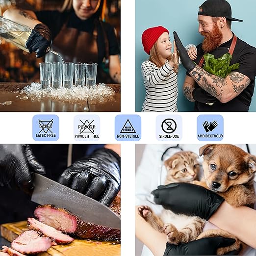 Safe Health HD Industrial Nitrile Black Disposable Gloves, Heavy Duty, 5 Mil, Case of 900, Xlarge, Latex Free, Powder Free, Oil Grease Resistant, Automotive, Mechanic, Maintenance