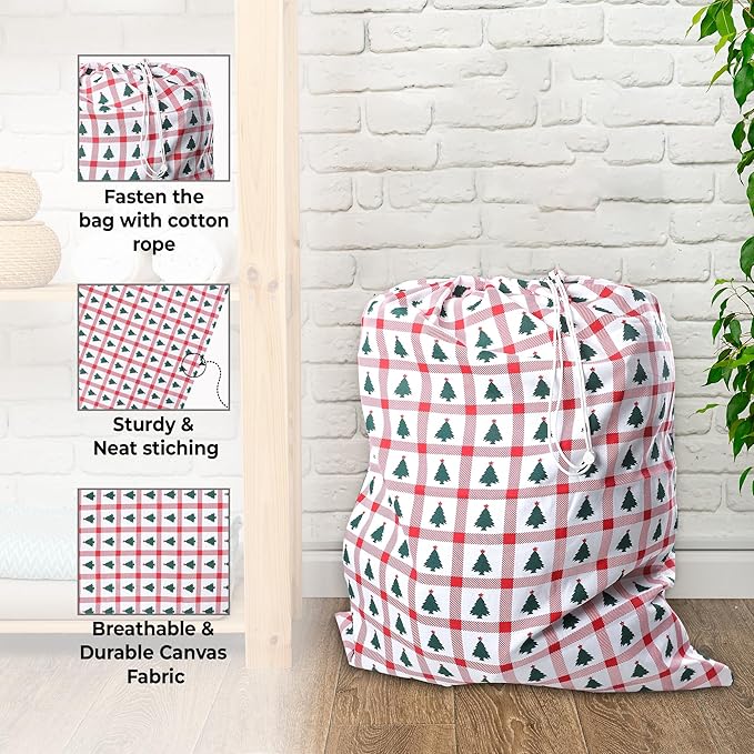 Urban Villa Laundry Bag Canvas|Dirty Clothes Travel Laundry Bag|Machine Washable|Reusable College Hostel Hamper Liner Bag for Garments Delicates Drawstring Closure 4 Pack Tree Print|Size 28X36 Inches