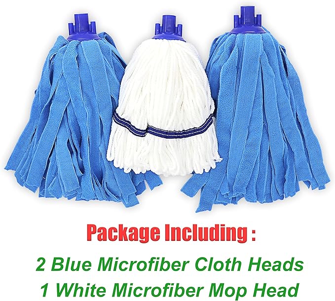 Microfiber Cloth Mop Replacement Compatible with All Standard US Threading Pole &0.8" Diameter Mop Handle– 3 Packs