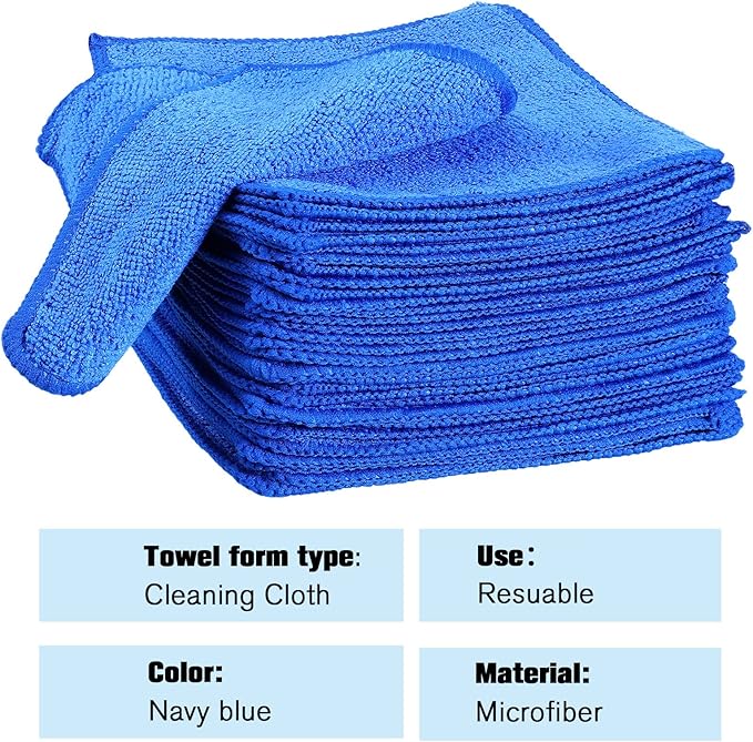 Tanlade Microfiber Cleaning Cloth 6"x6" Cleaning Rags Reasonable Kitchen Towels Microfiber Towels Cars Wash Dry Erase Cloth (Blue,50 Pcs)