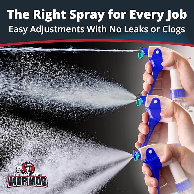 High Output, Leak Proof 32oz Spray Bottle 3 Pack - Spray Heads Included. Clear, Heavy Duty 32 Oz Plastic Sprayers for Mixed Chemicals, Bleach and Liquid Cleaner. Best Home Cleaning Supplies