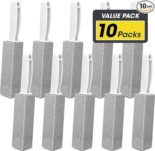 AZEN 10 Pack Pumice Stone for Cleaning, Pumie Scouring Stick with Handle, Pumice Stone Toilet Bowl Cleaner, Hard Water Stain Remover for Toilet, Bathroom, Kitchen Sink, Grill