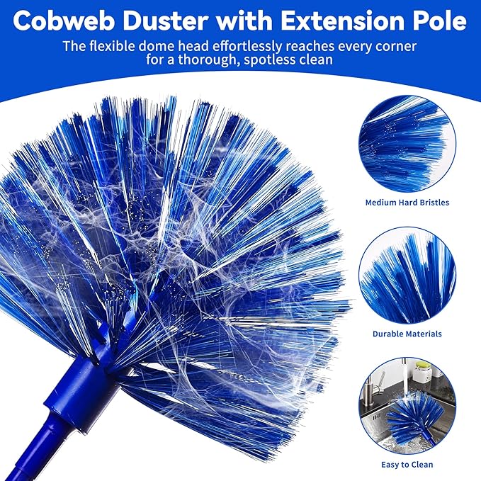Dusters for Cleaning, Duster with Extension Pole 5 in 1 Kit, Cobweb Duster, Long Dusters for High Ceilings, Microfiber Dusters for Ceiling Fan, Blinds and Furniture