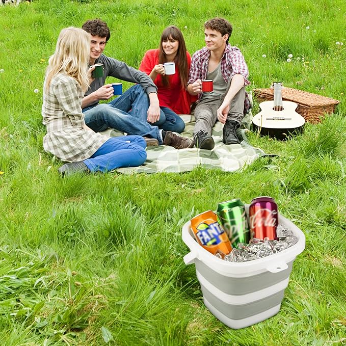 3 Pack Collapsible Bucket with 1.32 Gallon (5L) Each, Small Plastic Bucket for Sand or Beach, Portable Water Tub for Cleaning, Fishing Water Pail