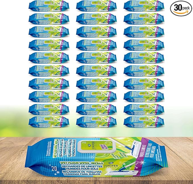 Wet Floor Wipes, Multi Surface Floor Cleaner Wet Mop Pads Fit Swiffer Sweeper Mop, Fresh Scent & Plant-Based Textured Cloth Trap Absorb Dirt, 20 Count (Pack of 30)